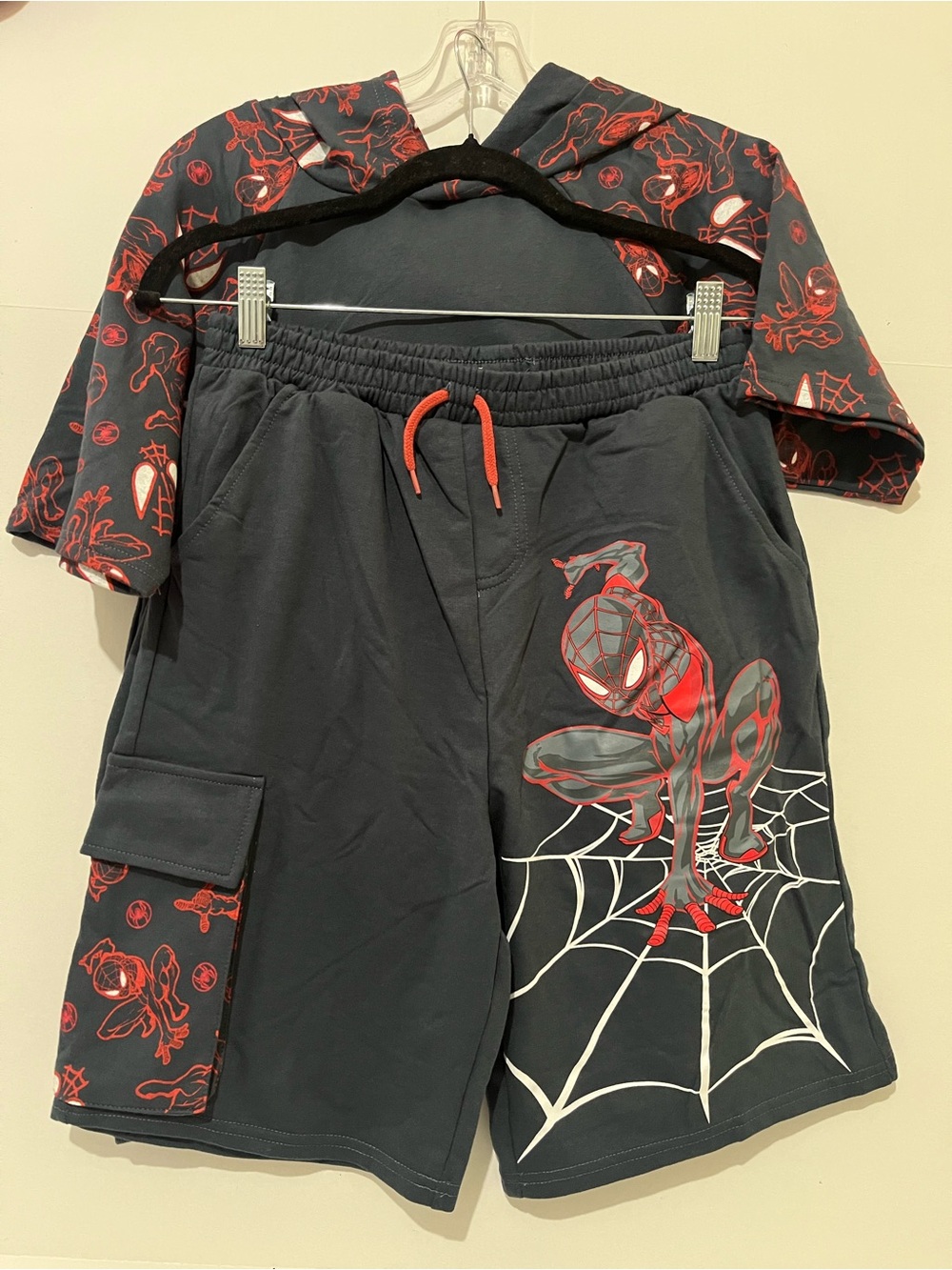Spider-Man Kids Shorts with Web Graphic - Black & Red
